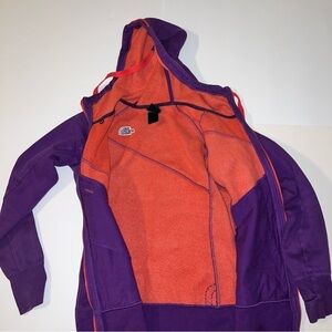 The North Face Ladies hoodie full zip jacket, Pockets, leather pulls, Small Slim